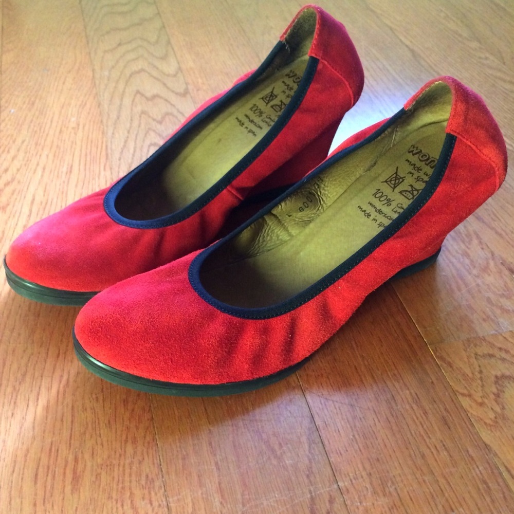 Red Suede Wonders Wedge Heels